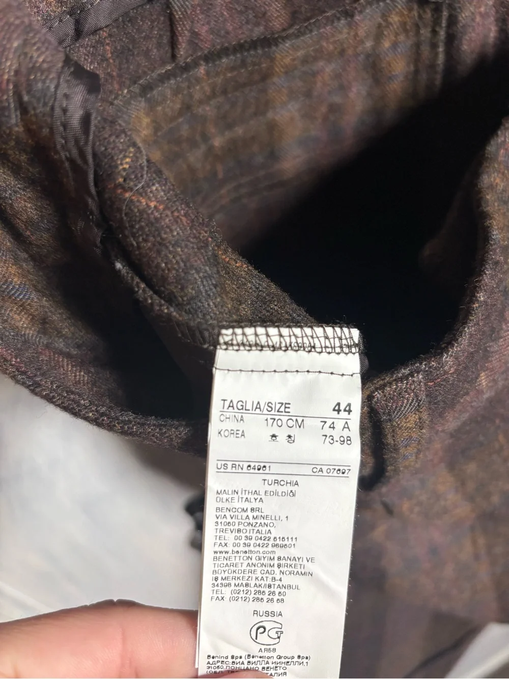 United‎ Colors Of Benetton Brown Plaid Pleated Shorts Menswear Academia Luxury